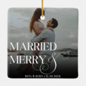 Vet Script Trouwen Eerste Kerst Metal Keramisch Ornament (Achterkant)