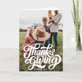 Vet Script Typografie Foto Happy Thanksgiving Feestdagen Kaart (Voorkant)