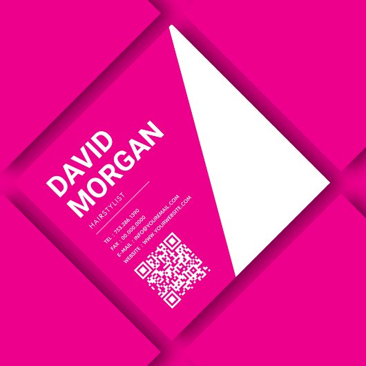 Vet Script Typografie Hot Pink QR Code Vierkante Visitekaartje