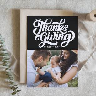 Vet Script Zwarte Foto Happy Thanksgiving Feestdagen Kaart
