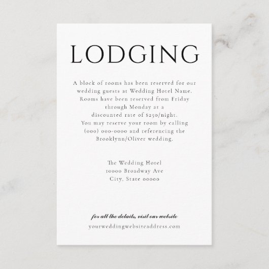 Vet Serif Classic Lodging Behuizing Kaart (Voorkant)