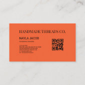 Vet Sinaasappel Bruin Check Pattern QR Code Handge Visitekaartje (Achterkant)