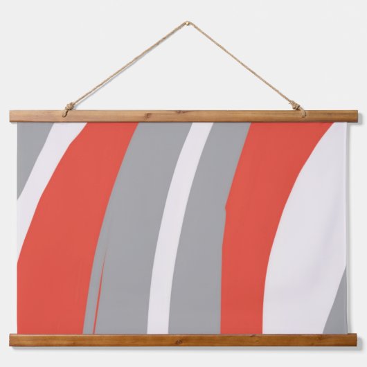 Vet Sinaasappel en grijs Abstract Hangend Wandkleed (Voorkant)