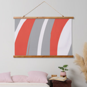 Vet Sinaasappel en grijs Abstract Hangend Wandkleed