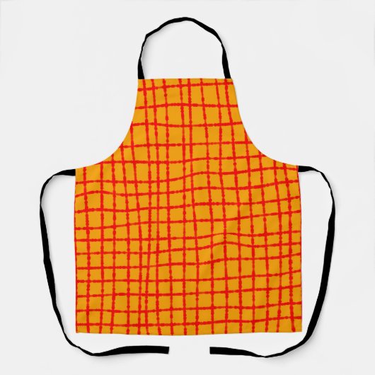 Vet Sinaasappel en Rood Check Pattern Fun Schort (Voorkant)