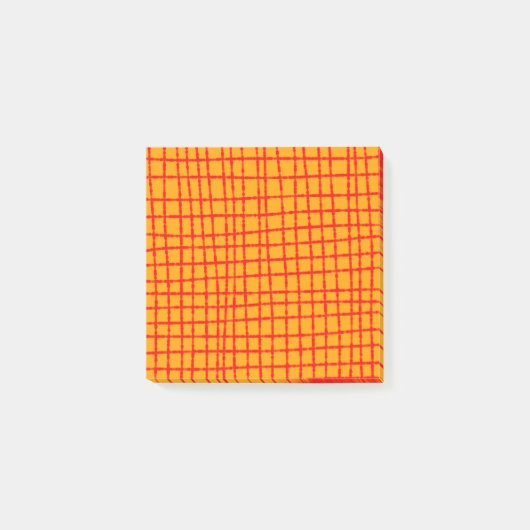 Vet Sinaasappel en Rood Check Pattern Stijlvol Post-it® Notes (Voorkant)