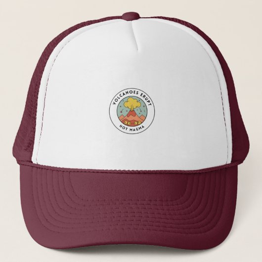 Vet Sinaasappel Geel Retro Volcano Design Trucker Pet (Voorkant)