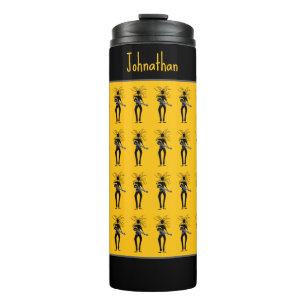 Vet Sinaasappel, Geweldige Silhouette Gitaristen Thermosbeker