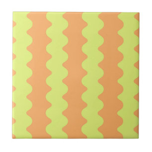 Vet Sinaasappel Limoen Wavy Stripe Modern Decorati Tegeltje