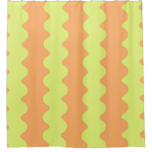 Vet Sinaasappel Limoen Wavy Stripe Moderne Badkame Douchegordijn