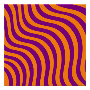 Vet Sinaasappel Paarse Zebra Stripe Modern Minimal Perfect Poster