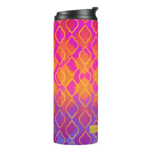 Vet Sinaasappel Roze Goud Fuchsia Modern Chique Pa Thermosbeker (Gedraaid links)