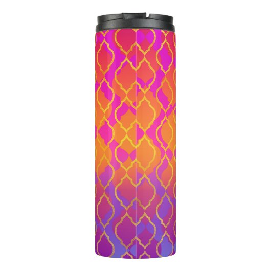 Vet Sinaasappel Roze Goud Fuchsia Modern Chique Pa Thermosbeker (Achterkant)