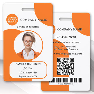 Vet Sinaasappel Wit Retro Foto ID Badge