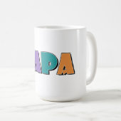 Vet & speels ‘PAPA’ typografie ontwerp Koffiemok (Voorkant rechts)
