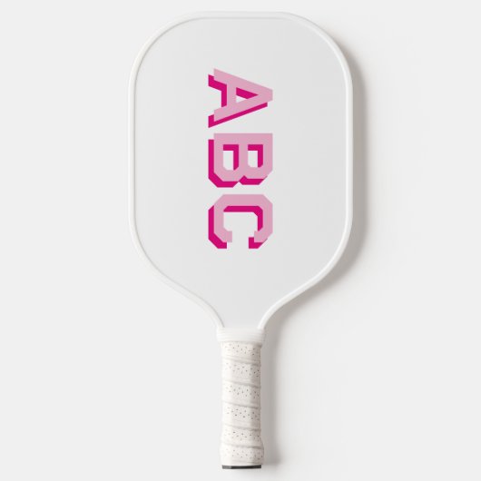 Vet Sport Heet Roze 3 Letter Monogram Pickleball Paddle (Voorkant)