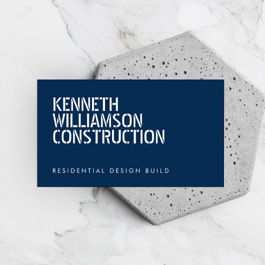 Vet Stenciled Blue Construction Visitekaartje