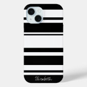 Vet Stripe Patroon met Naam zwart-wit Case-Mate iPhone Case (Achterkant)