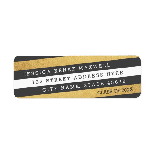 Vet Stripes Afstuderen Return Address Labels (Voorkant)