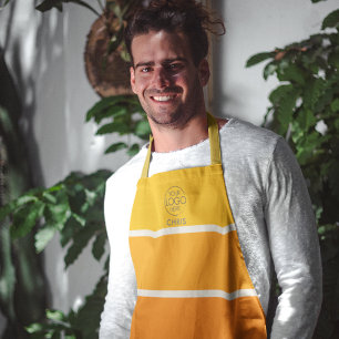 Vet Sunrise Rood Sinaasappel Streep Logo Schort