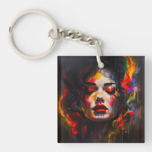 Vet surrealistisch portret sleutelhanger