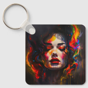 Vet surrealistisch portret sleutelhanger