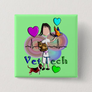 Vet Tech-cadeautjes unieke reliëfstijlafbeeldinge Vierkante Button 5,1 Cm