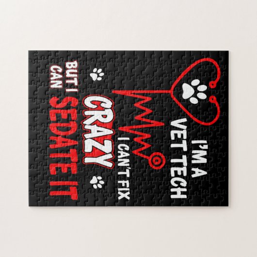 Vet Tech Can_t Fix Crazy T Shirt Legpuzzel (Horizontaal)