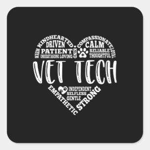 Vet tech, dierenarts tech, dierenarts technicus vierkante sticker