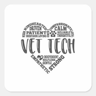 Vet tech, dierenarts tech, dierenarts technicus vierkante sticker