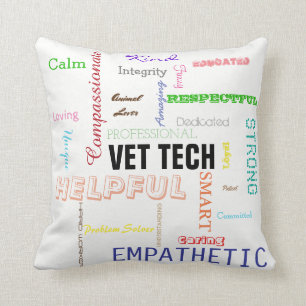 Vet Tech Gift Attributes vertrekt Bright Typografi Kussen
