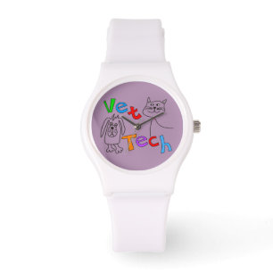 Vet Tech Horloge Kat en Hond Ontwerp Paarse