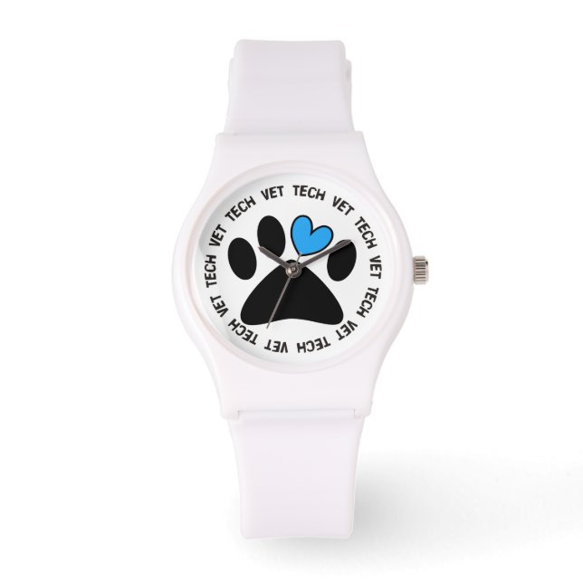 Vet Tech Horloge Kat en Hond Poot Ontwerp (Voorkant)