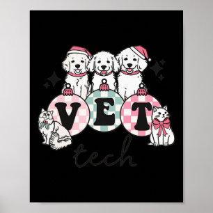Vet Tech Kerstmis Dierenarts Specialist Poster