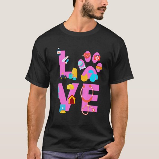 Vet Tech Love  Veterinary Technician 3 T-shirt (Voorkant)