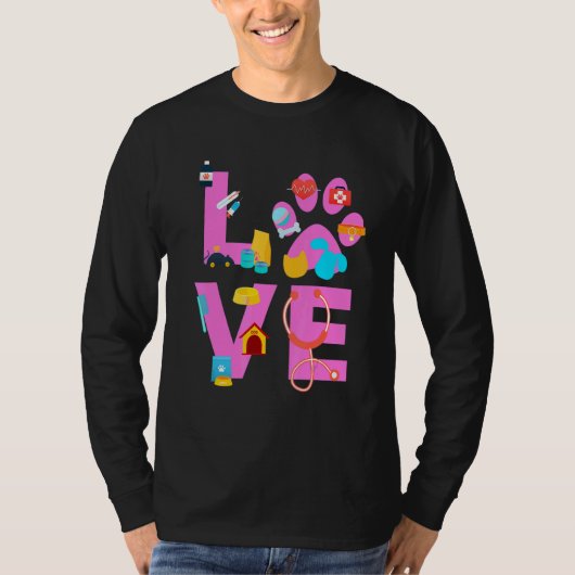 Vet Tech Love  Veterinary Technician 3 T-shirt (Voorkant)