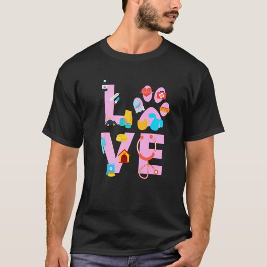Vet Tech Love  Veterinary Technician  4 T-shirt (Voorkant)