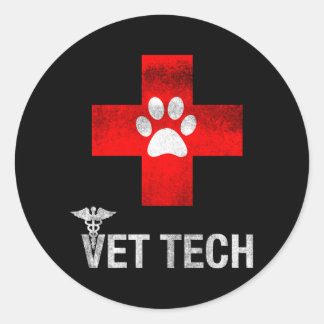 Vet Tech noodlijdende stijl Vet Tech Ronde Sticker