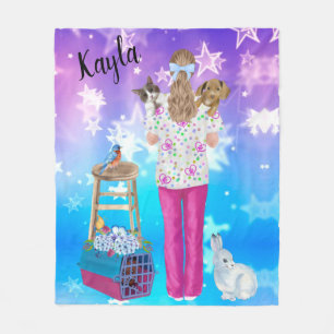 Vet Tech Personalized Cat, Dog, Bird, Bunny Fleece Deken