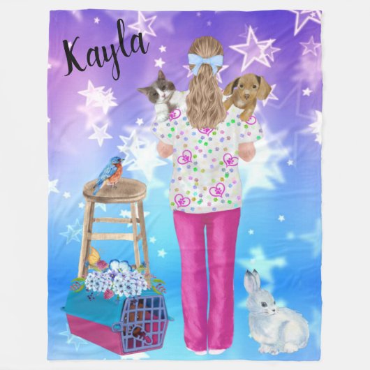 Vet Tech Personalized Cat, Dog, Bird, Bunny Fleece Deken (Voorkant)