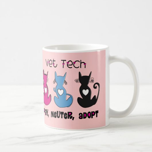 Vet Tech SPAY NEUTER ADOPT Black Cats Design Koffiemok (Rechts)