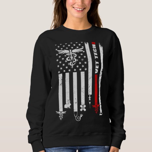Vet Tech USA vlag Huisdieren Dierenarts Technicus Trui (Voorkant)