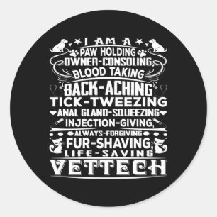 Vet Tech Vet Tech grijs klein Ronde Sticker