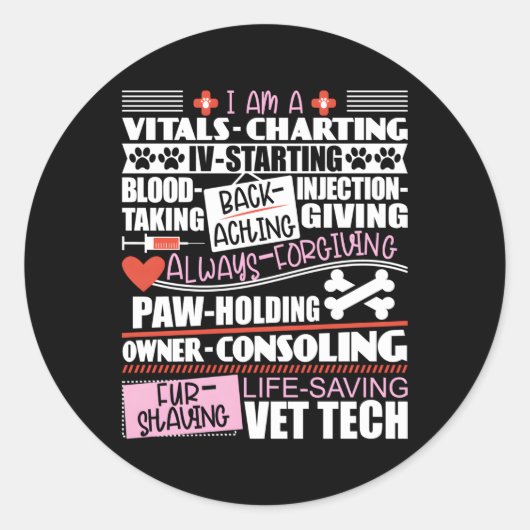 Vet Tech Veterinarian School Afstuderen Ronde Sticker (Voorkant)