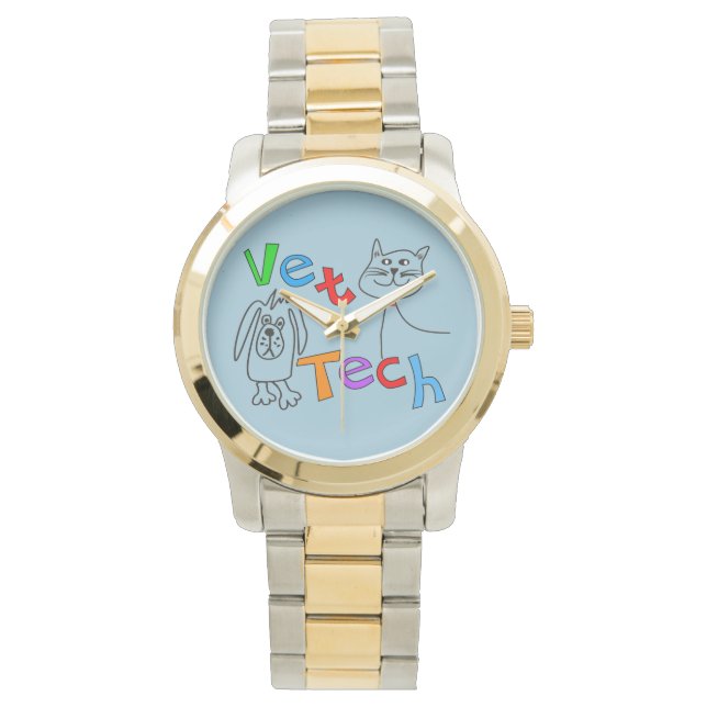Vet Tech Watch Cat and Dog Design Horloge (Voorkant)