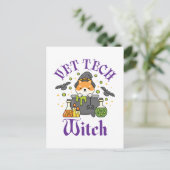 Vet Tech Witch Veterinary Technicier Halloween Briefkaart (Staand voorkant)