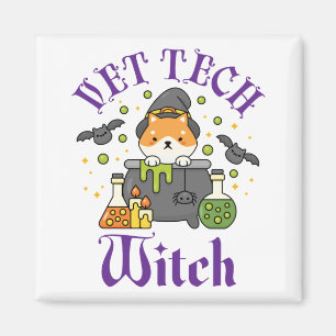 Vet Tech Witch Veterinary Technicier Halloween Magneet