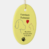 Vet Technician-Paw Prints op mijn hart #2-Geel Keramisch Ornament (Rechts)