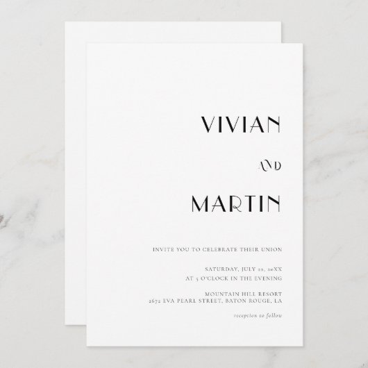 Vet Tekst Zwart-wit Bruiloft All-in-one QR Kaart (Voorkant / Achterkant)