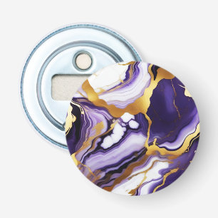 Vet Trendy paarse geel Gouden faux marmer Button Flesopener